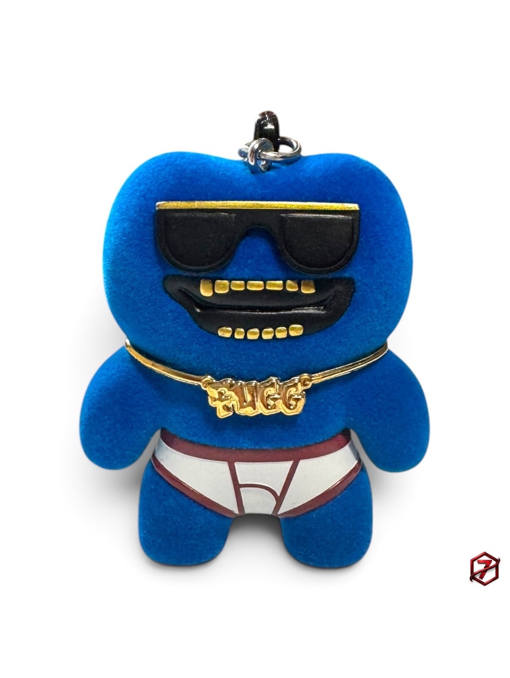 Fuggler Gold Edition Wide Eyed Weirdo Catch Me Flocked Keychain Blue